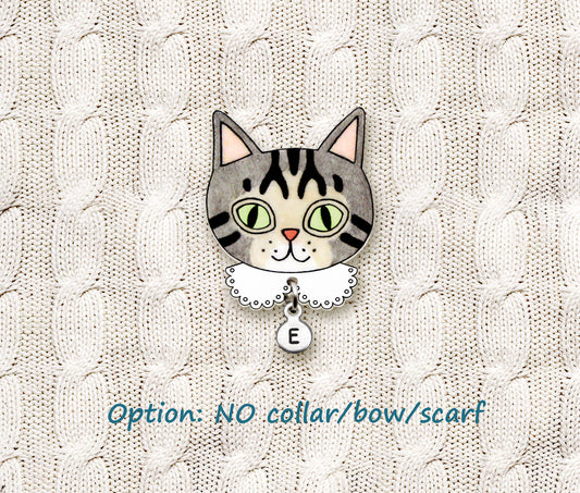 Gray Tabby Cat Pin | Unique Feline Brooch