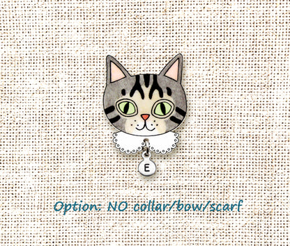 Gray Tabby Cat Pin | Unique Feline Brooch