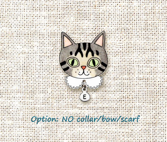 Gray Tabby Cat Pin | Unique Feline Brooch