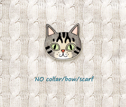 Gray Tabby Cat Pin | Unique Feline Brooch