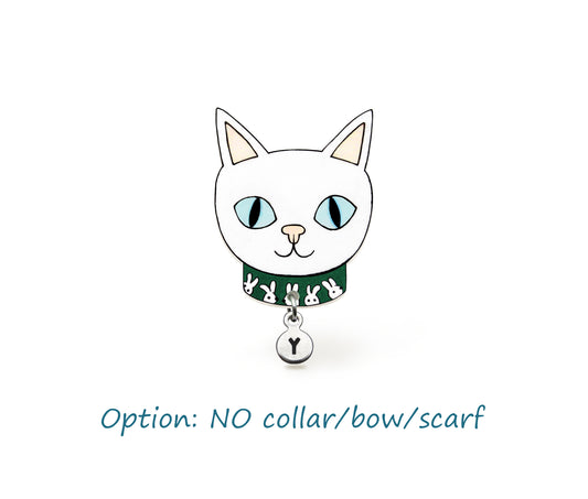 White Cat Pin | Handmade Pet Brooch