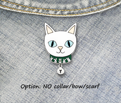 White Cat Pin | Handmade Pet Brooch