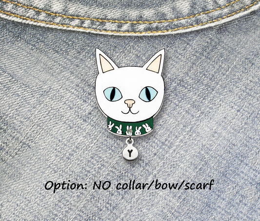 White Cat Pin | Handmade Pet Brooch