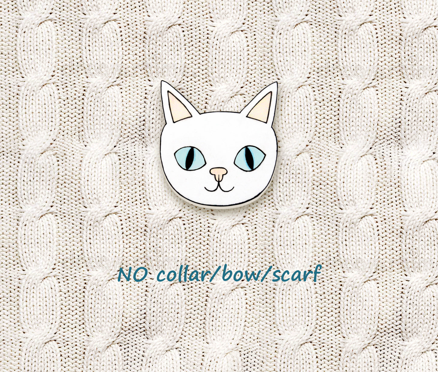 White Cat Pin | Handmade Pet Brooch