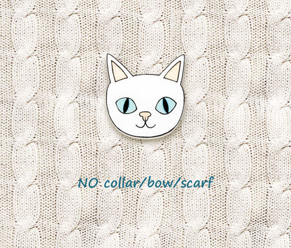 White Cat Pin | Handmade Pet Brooch