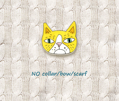 Yellow Cat Pin | Quirky Handmade Cat Brooch