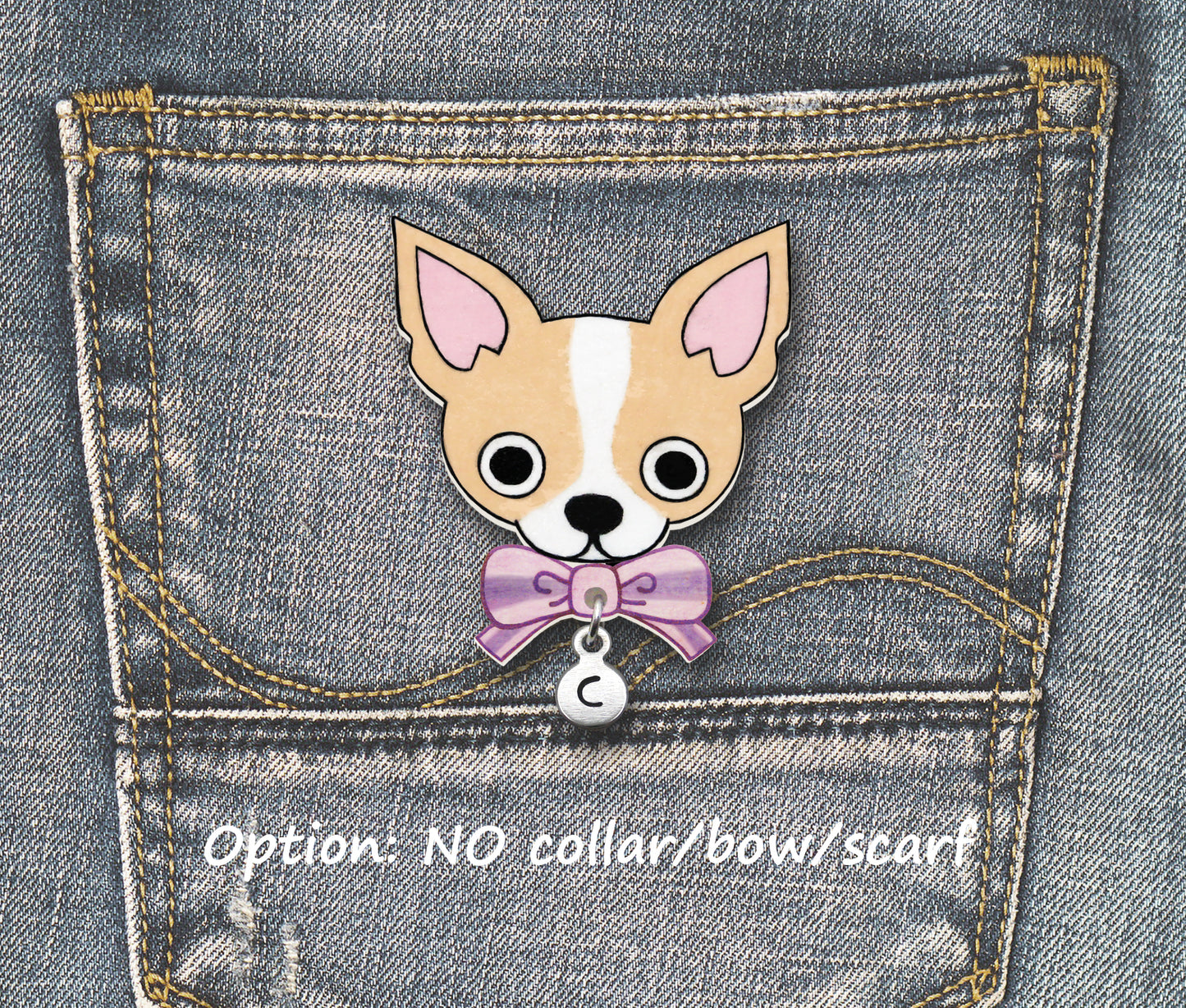 Fawn & White Chihuahua Pin | Handmade Dog Jewelry
