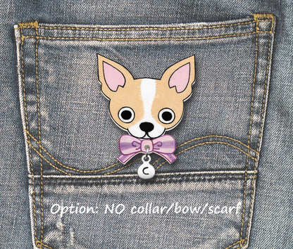 Fawn & White Chihuahua Pin | Handmade Dog Jewelry
