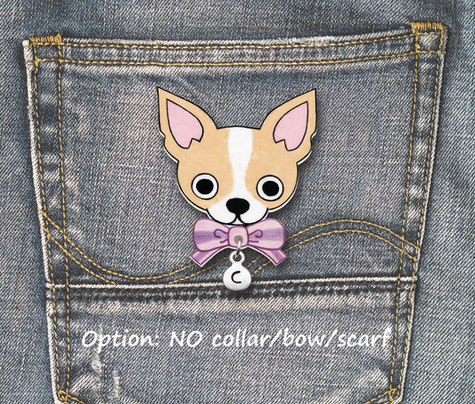 Fawn & White Chihuahua Pin | Handmade Dog Jewelry