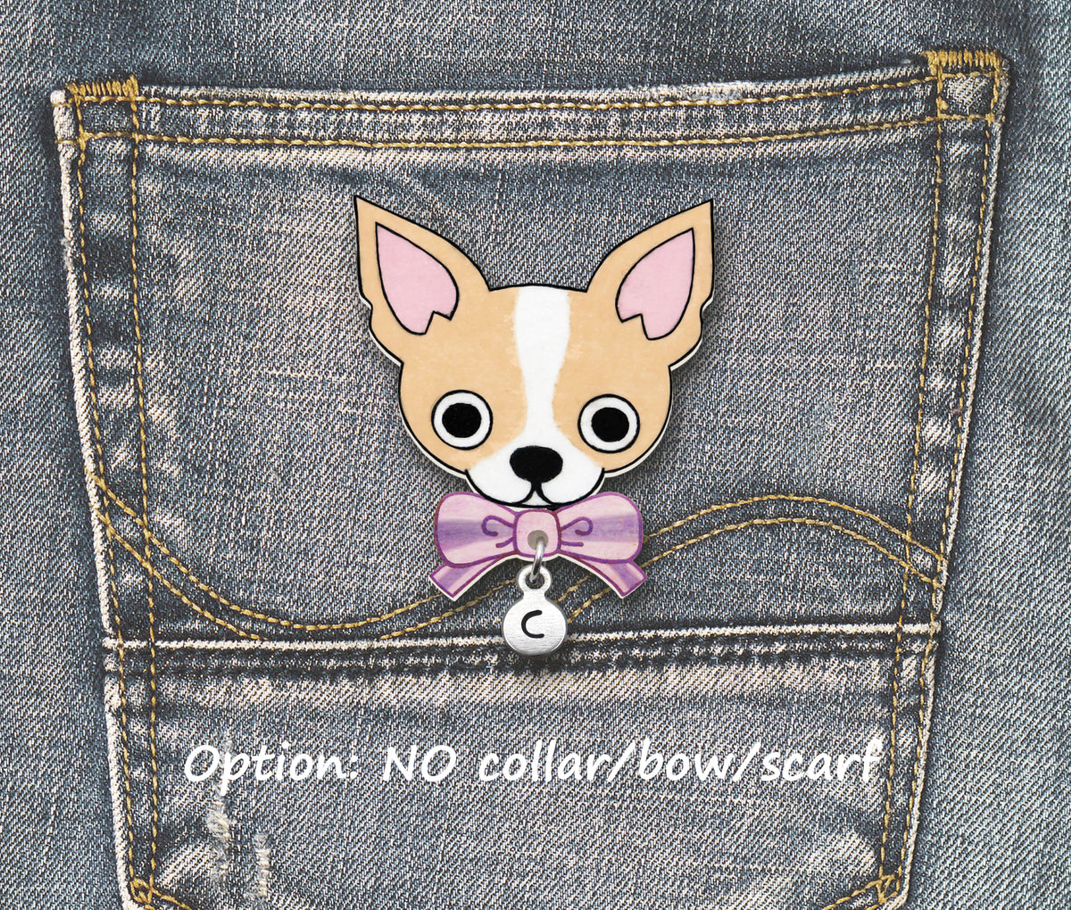 Fawn & White Chihuahua Pin | Handmade Dog Jewelry