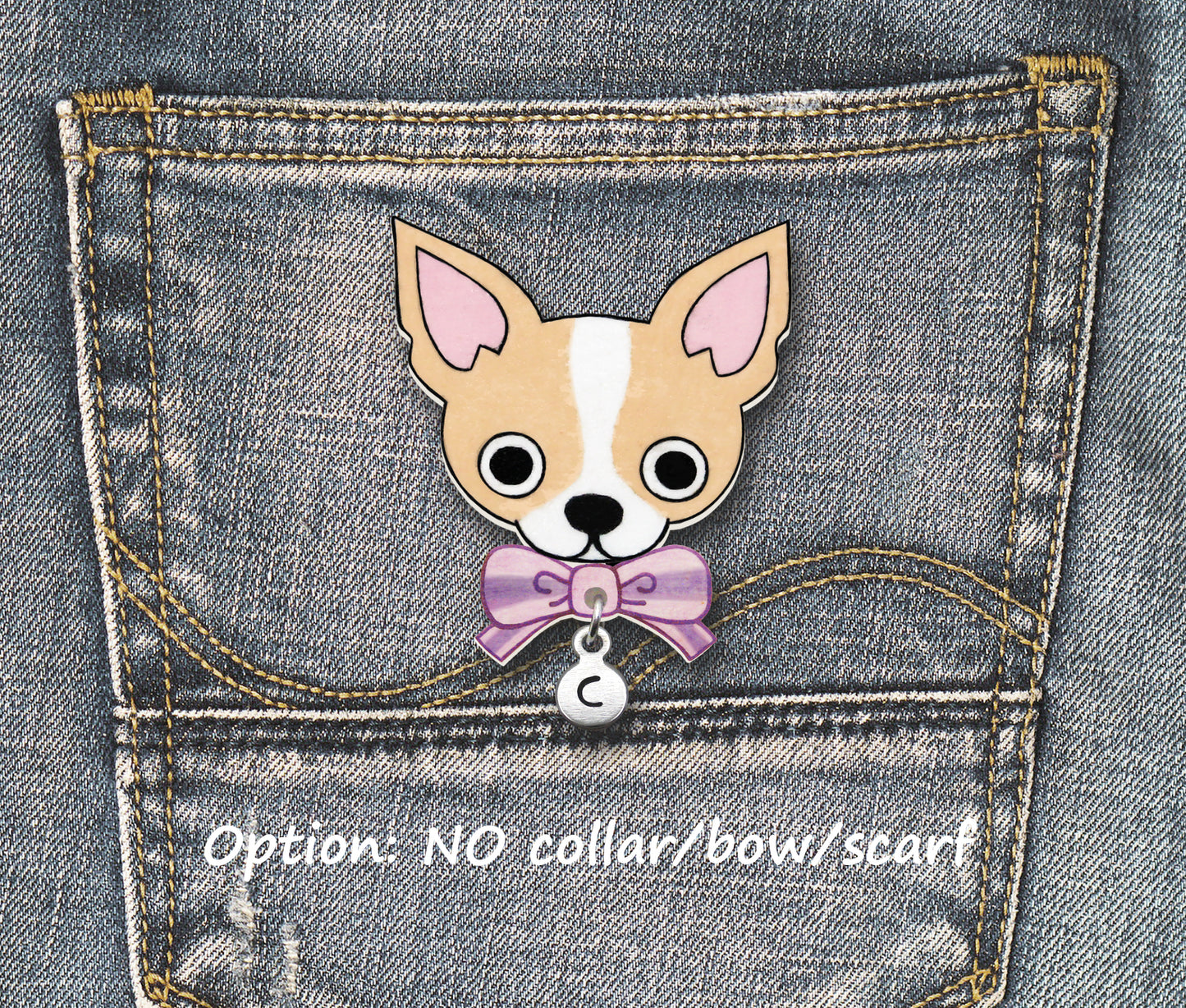 Fawn & White Chihuahua Pin | Handmade Dog Jewelry