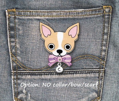 Fawn & White Chihuahua Pin | Handmade Dog Jewelry