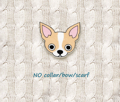 Fawn & White Chihuahua Pin | Handmade Dog Jewelry