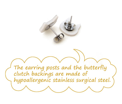 Beige Cream British Shorthair Cat Stud Earrings