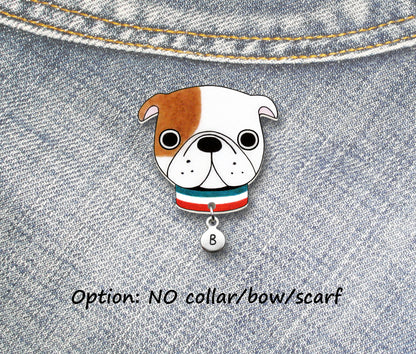 Tan & White English Bulldog Pin | Handcrafted Dog Lover Gift