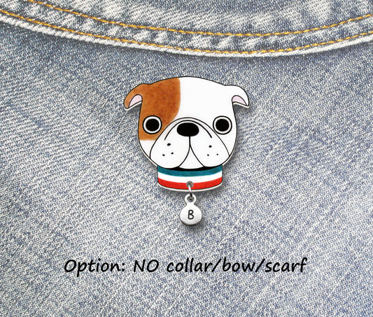 Tan & White English Bulldog Pin | Handcrafted Dog Lover Gift