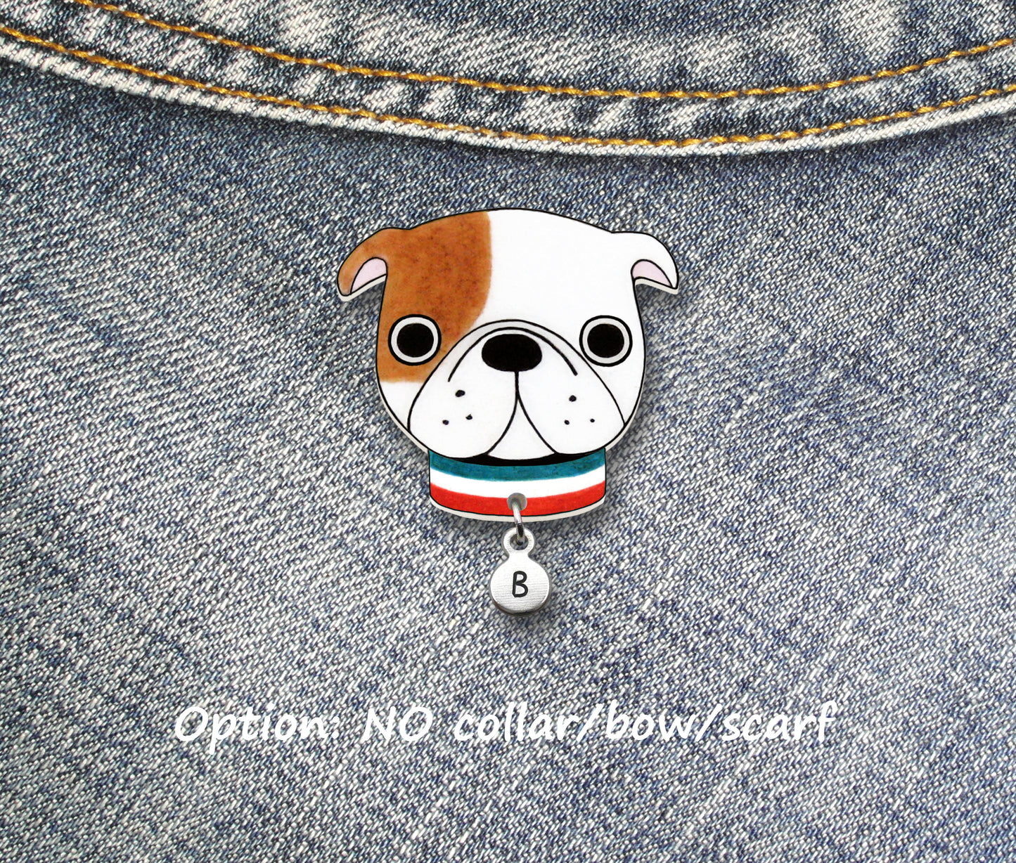 Tan & White English Bulldog Pin | Handcrafted Dog Lover Gift