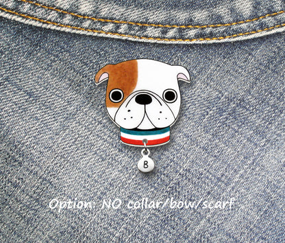 Tan & White English Bulldog Pin | Handcrafted Dog Lover Gift