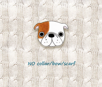 Tan & White English Bulldog Pin | Handcrafted Dog Lover Gift