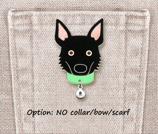 Black German Shepherd Dog Pin | Handmade Pet Lover Gift