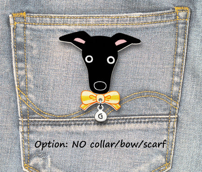 Black Italian Greyhound Whippet Pin | Handmade Black Dog Brooch