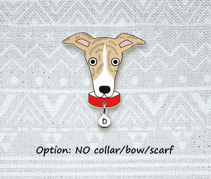 Fawn & White Italian Greyhound Pin | Brindle Whippet Jewelry