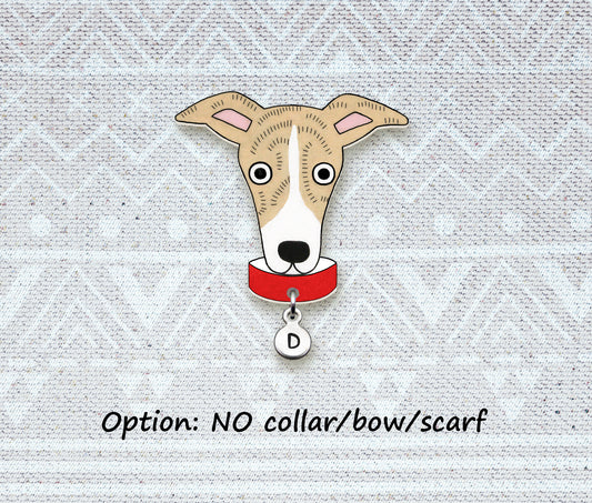 Fawn & White Italian Greyhound Pin | Brindle Whippet Jewelry