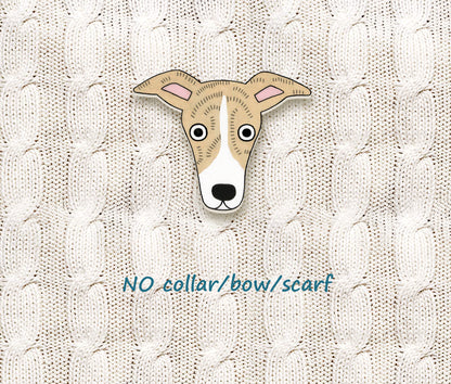 Fawn & White Italian Greyhound Pin | Brindle Whippet Jewelry