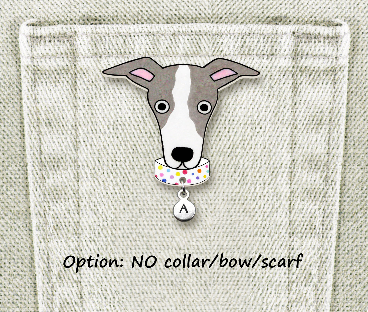 Italian Greyhound Whippet Pin | Blue Gray & White Dog Pin