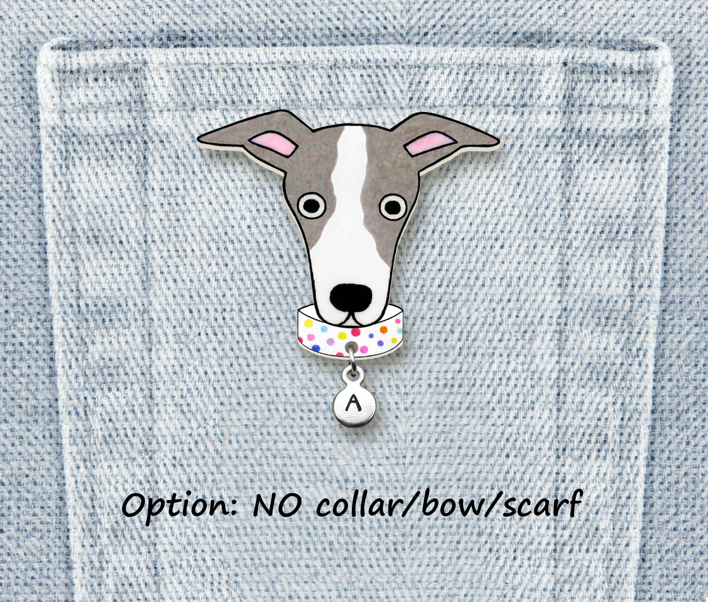 Italian Greyhound Whippet Pin | Blue Gray & White Dog Pin