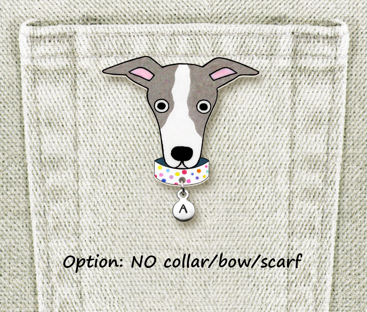 Italian Greyhound Whippet Pin | Blue Gray & White Dog Pin