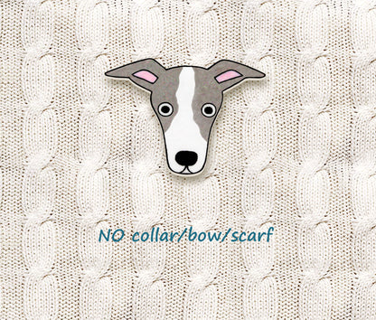 Italian Greyhound Whippet Pin | Blue Gray & White Dog Pin