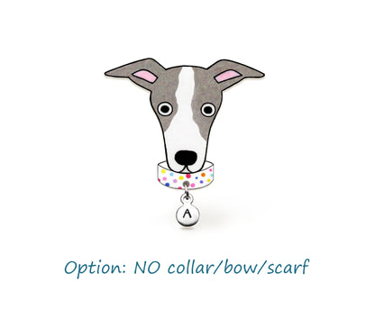 Italian Greyhound Whippet Pin | Blue Gray & White Dog Pin