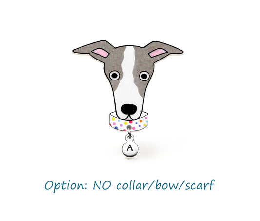 Italian Greyhound Whippet Pin | Blue Gray & White Dog Pin