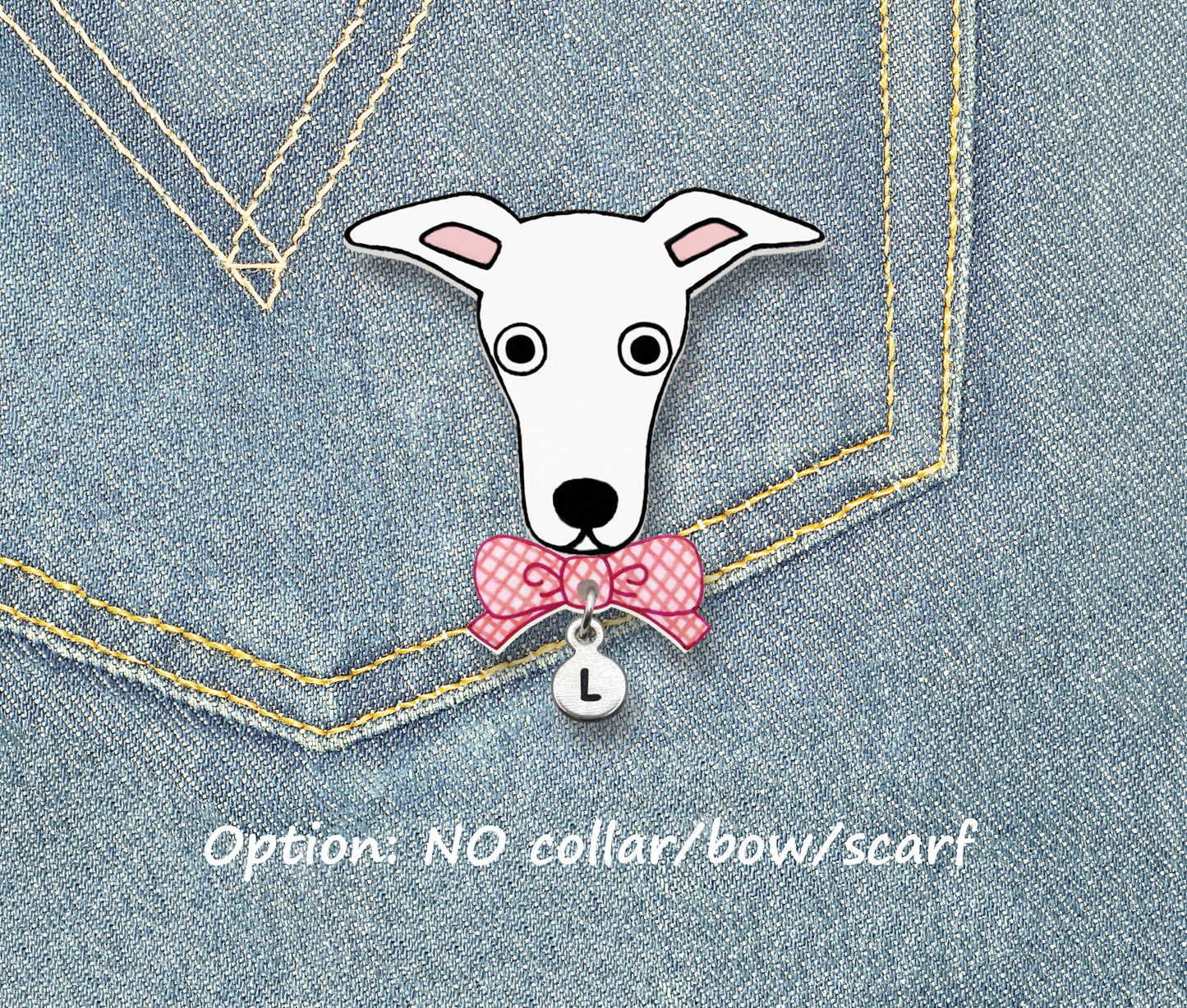 White Italian Greyhound Whippet Pin | Handmade Dog Jewelry