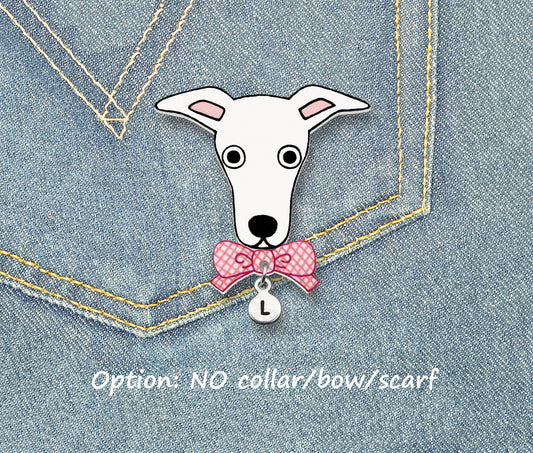 White Italian Greyhound Whippet Pin | Handmade Dog Jewelry