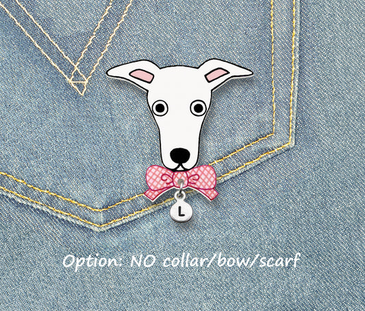 White Italian Greyhound Whippet Pin | Handmade Dog Jewelry