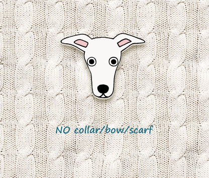 White Italian Greyhound Whippet Pin | Handmade Dog Jewelry