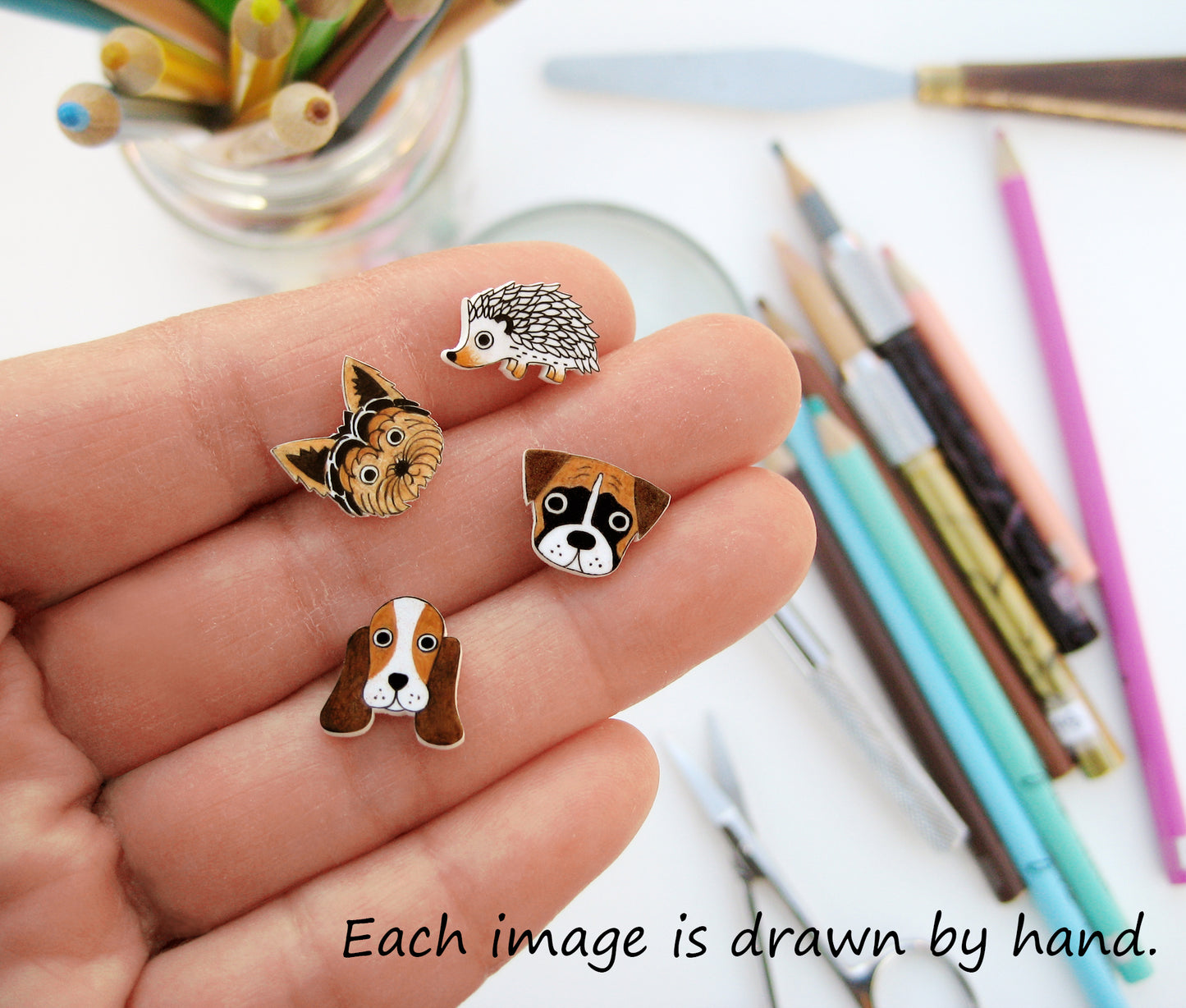 White Cat Stud Earrings