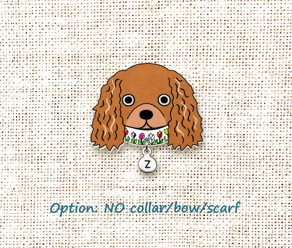 Ruby Cavalier King Charles Spaniel Pin | Handcrafted Dog Brooch