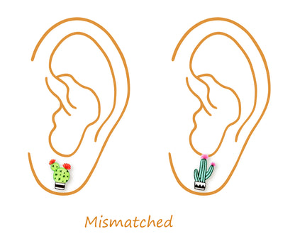 Tiny Cactus Succulent Stud Earrings | Hypoallergenic Handmade Plant Jewelry