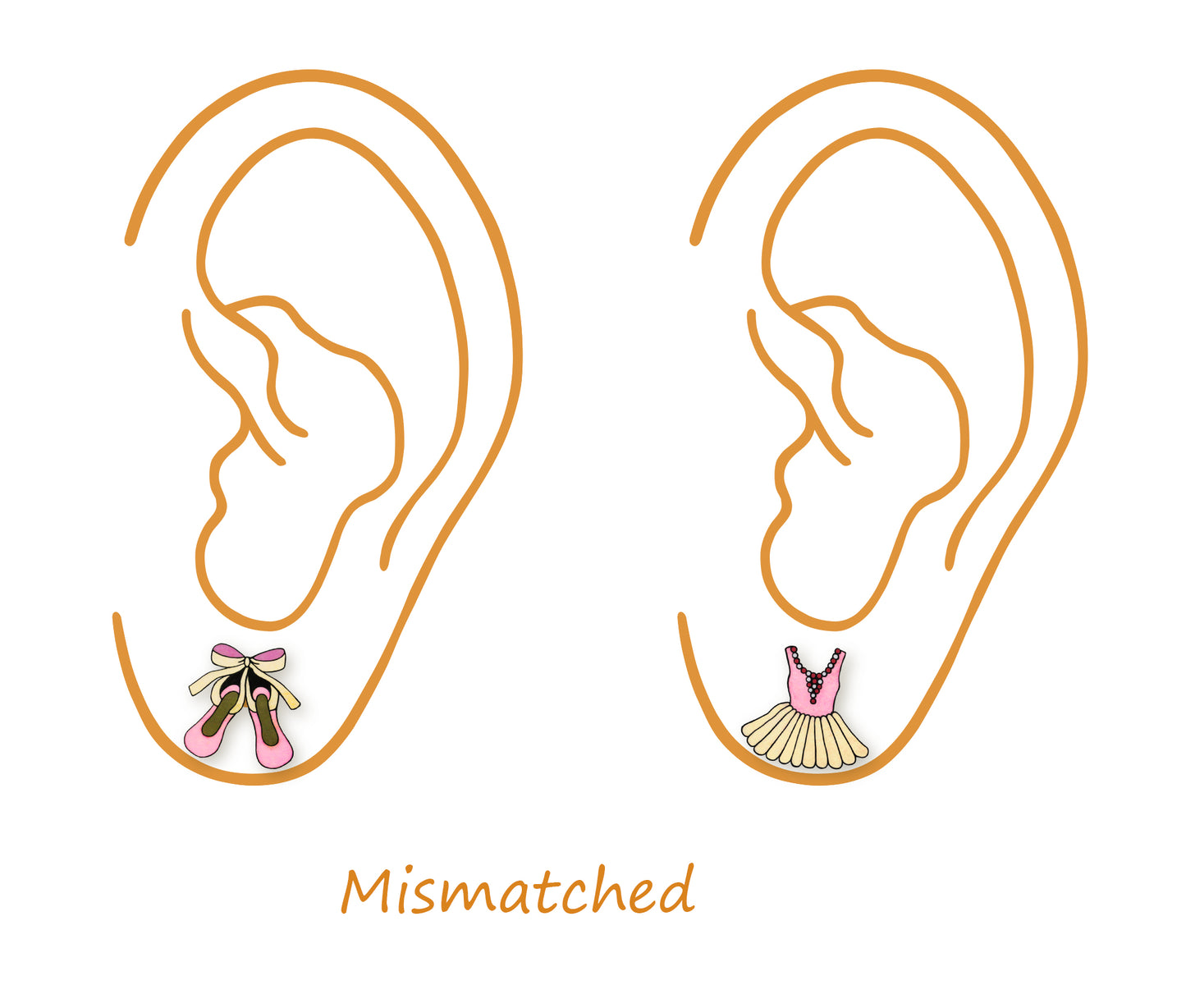 Tiny Pink Ballet Shoe & Dress Stud Earrings | Hypoallergenic Handmade Jewelry
