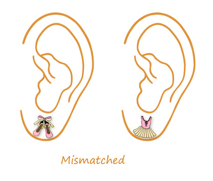 Tiny Pink Ballet Shoe & Dress Stud Earrings | Hypoallergenic Handmade Jewelry