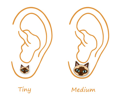 Tiny Siamese Cat Stud Earrings | Hypoallergenic Cat Lover Gift