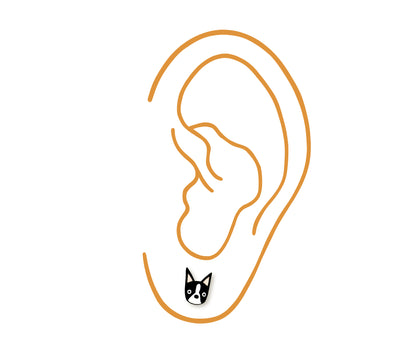 Tiny Boston Terrier Stud Earrings | Hypoallergenic Minimalist Dog Jewelry