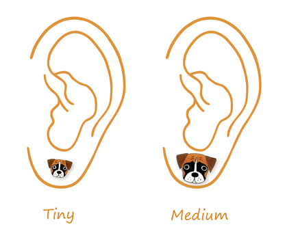Tiny Boxer Stud Earrings | Hypoallergenic Dog Mom Gift