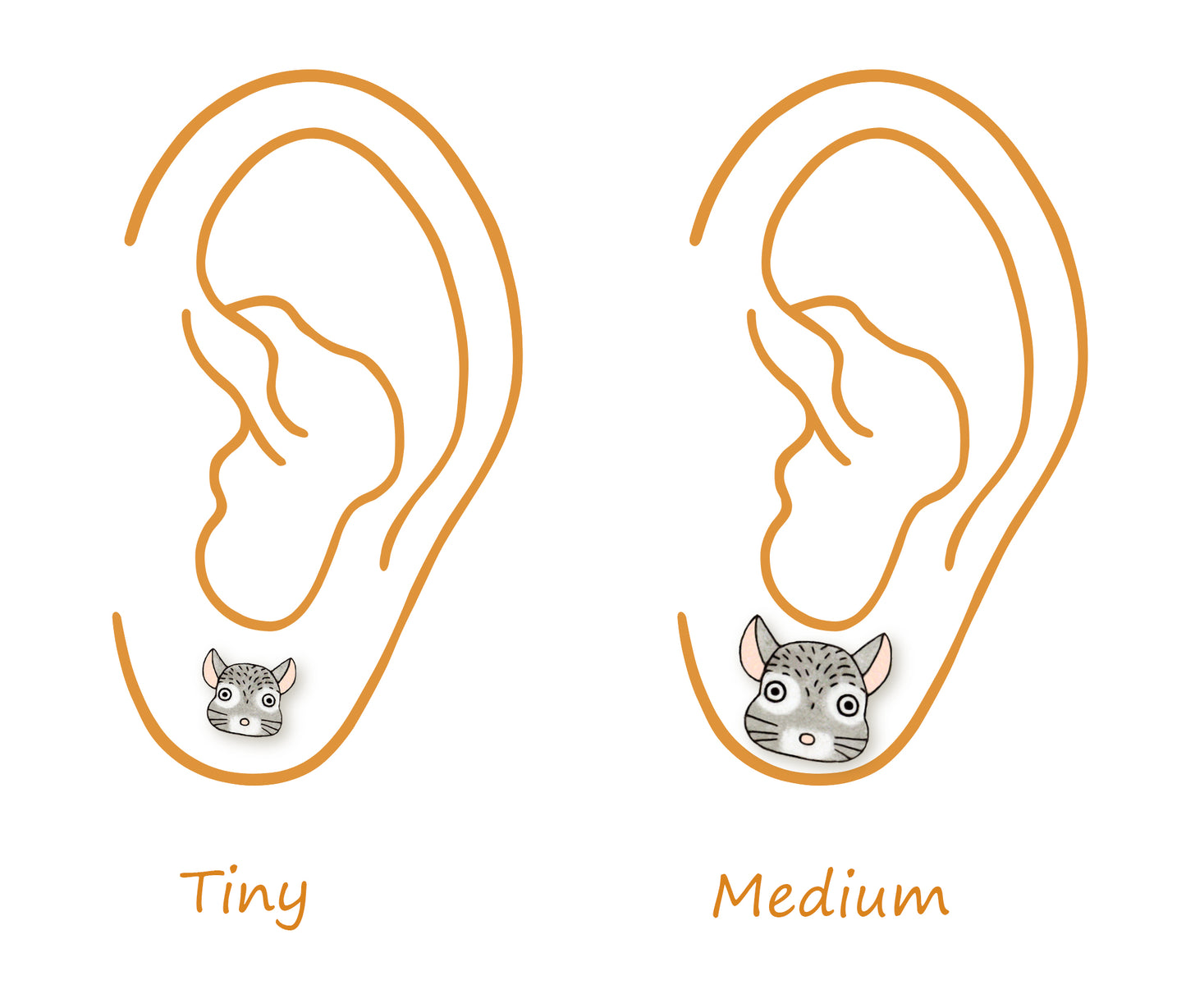 Tiny Chinchilla Stud Earrings | Hypoallergenic Cute Pet Jewelry