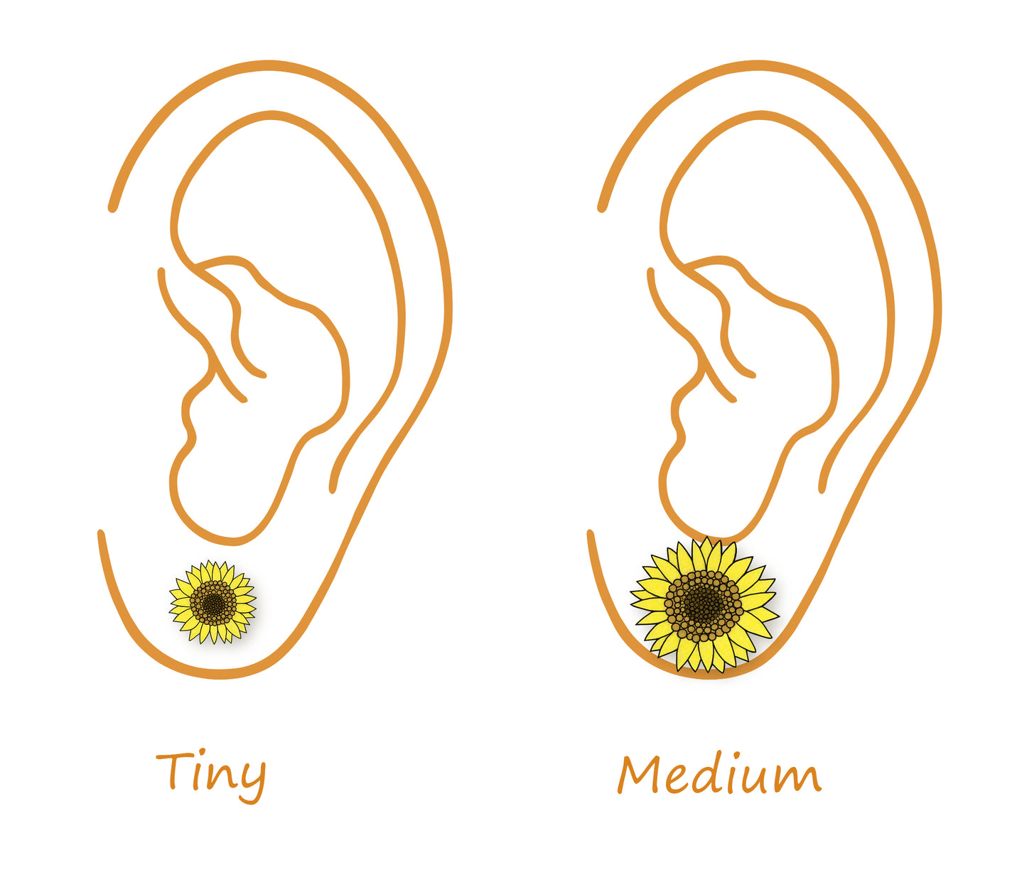 Tiny Sunflower Stud Earrings | Hypoallergenic Handmade Jewelry