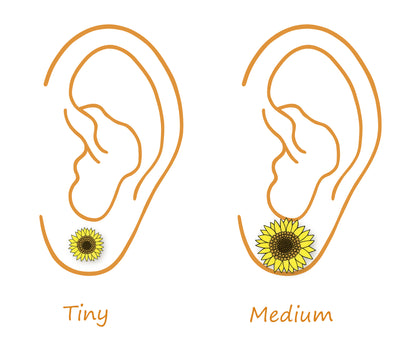 Tiny Sunflower Stud Earrings | Hypoallergenic Handmade Jewelry
