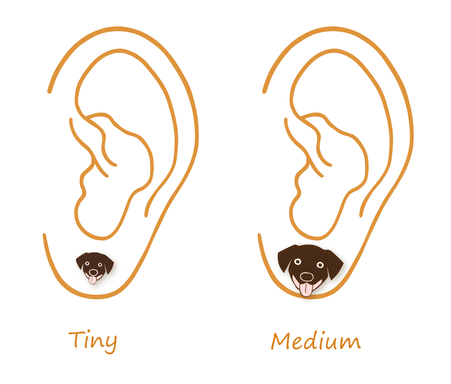 Brown Chocolate Labrador Retriever Stud Earrings